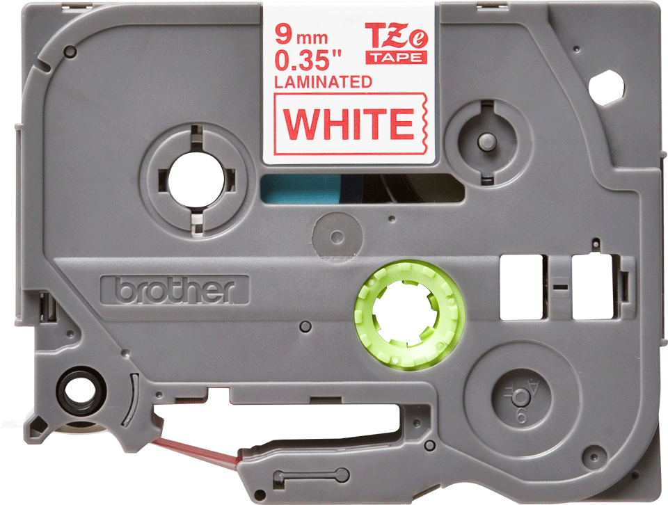 Original Brother TZe222 tape – rød på hvid, 9 mm bred 2